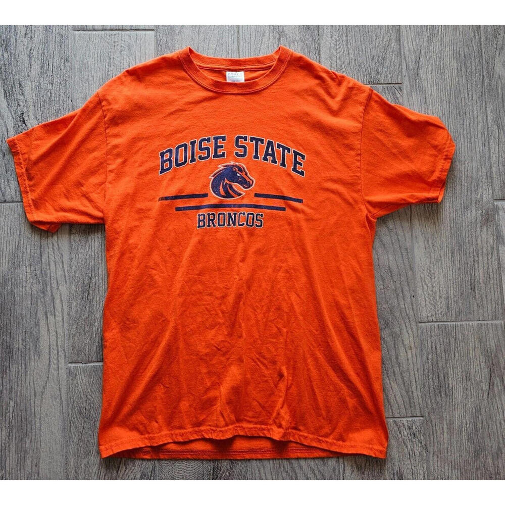 Port & Company Boise State Broncos Graphic Orange Short Sleeve Shirt Sz Large